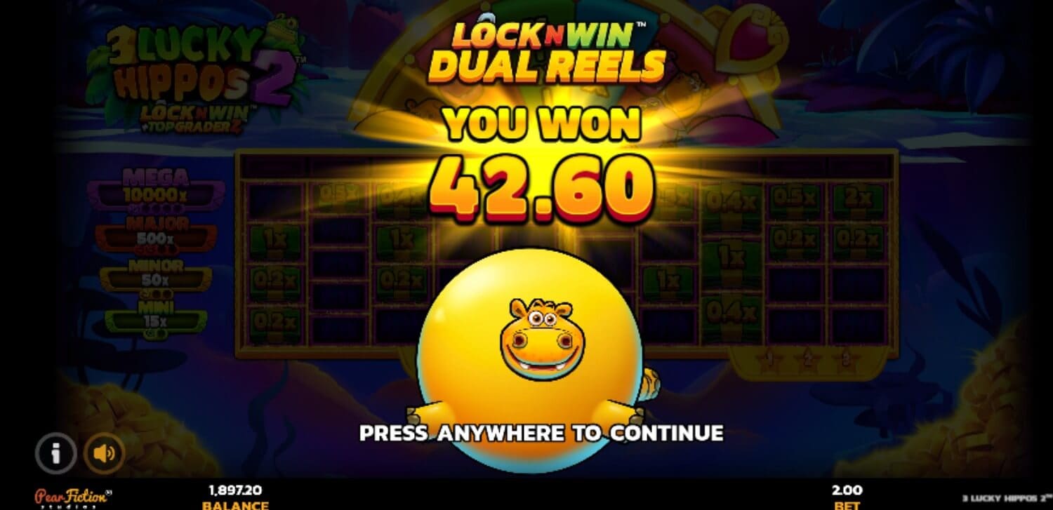 3 Lucky Hippos Lock N Win Slot Game