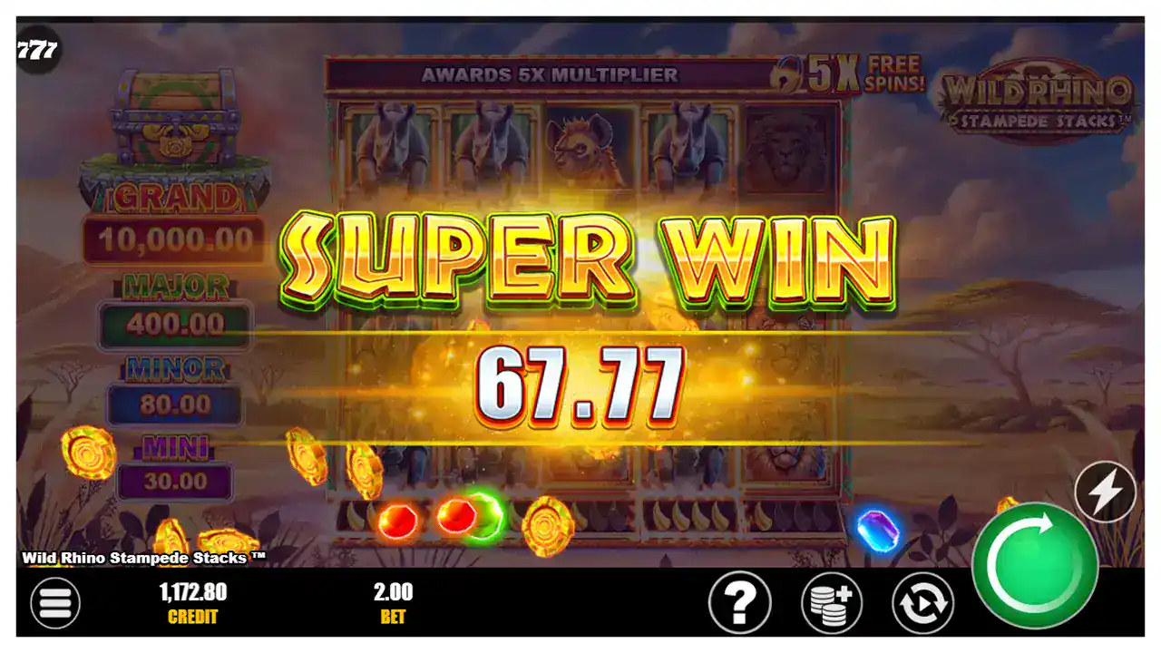 Wild Rhino Stampede Stacks Slot